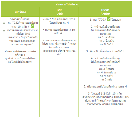 โทรกลับ ais